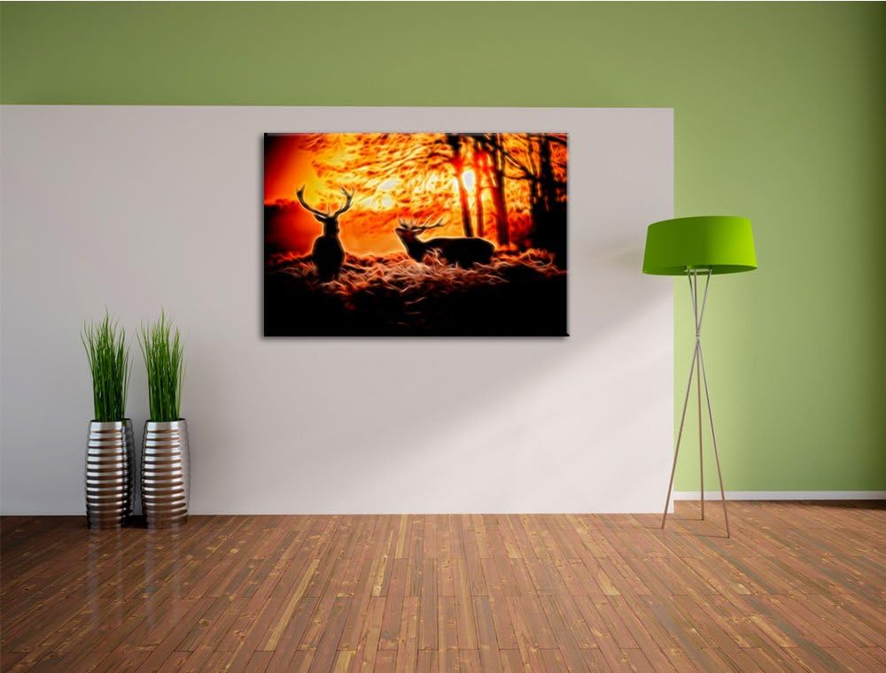 Dark Hirsch Rivalen kämpfen Deluxe Format: 100x70 cm auf Leinwand, XXL riesige Bilder fertig gerahmt