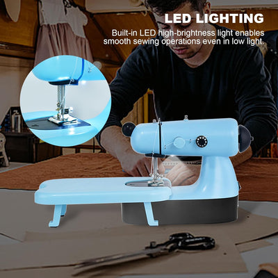 Mini Nähmaschine Set,Tragbare Sewing Machine mit LED Lampe,Gerade Linie Elektrische Sewing Machine f