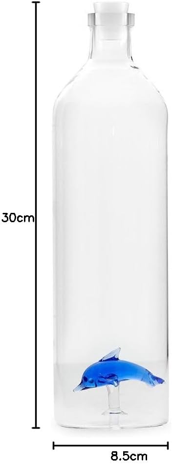 balvi - Atlantis Dolphin Wasserflasche aus Glas. Enthält eine Delfin-Figur. Mit Silikonverschluss.