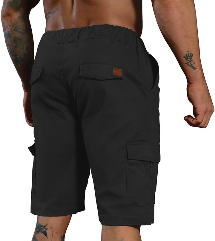 Herren Shorts Sommer Chino Jeans Kurze Hosen Stretch Jogger Cargo Shorts Slim-Fit M 175schwarz, M 17