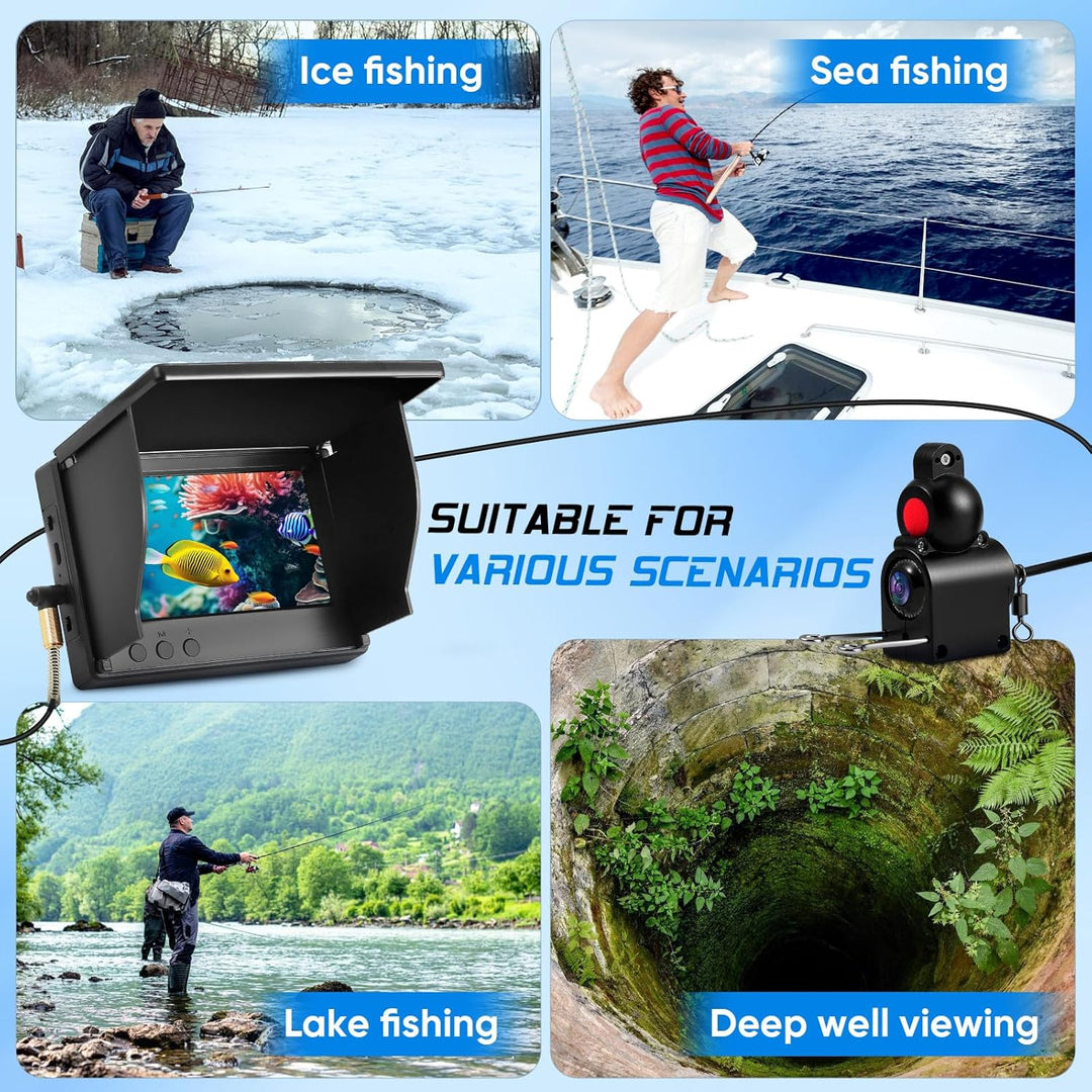 Fischfinder, Unterwasserkamera Angeln, 1080PHD, 4.3Zoll IPS Display, 2000 Helligkeit, IP68 Wasserdic