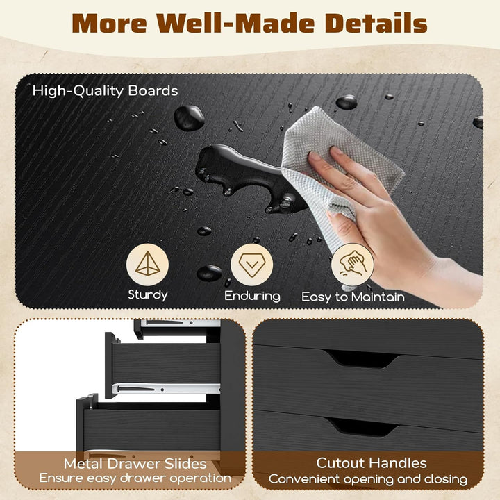 GIANTEX Aktenschrank auf Rollen, Rollcontainer mit Schubladen, mobiler Druckerständer für Home-Offic