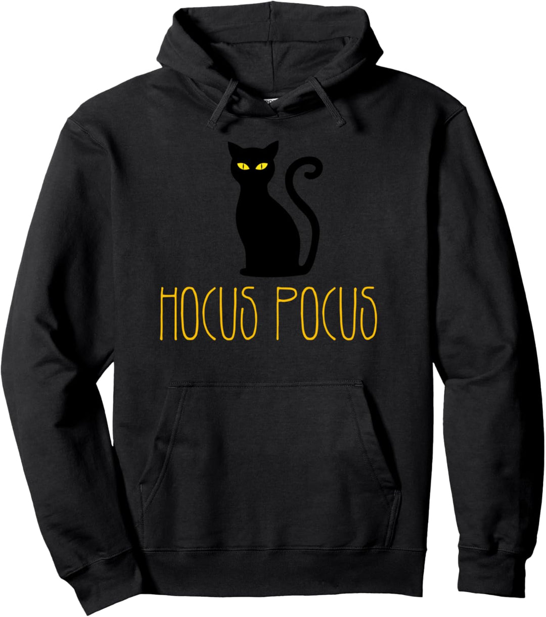 Funny Black Cat. Hocus Pocus. Halloween Ghost Cat Pullover Hoodie