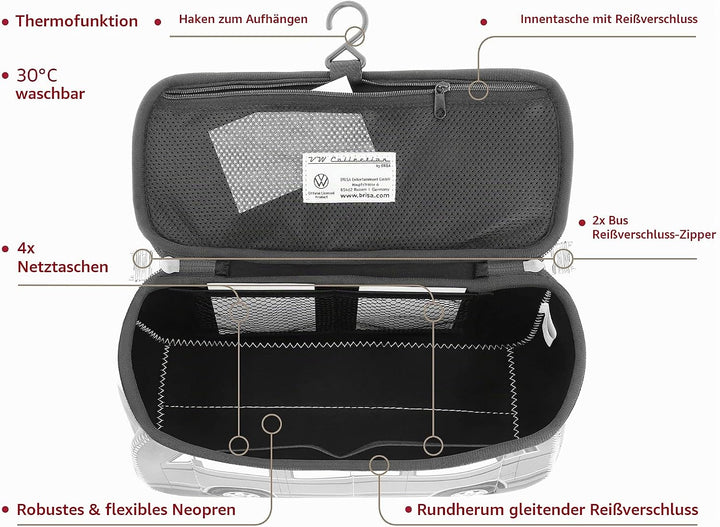 BRISA VW Collection - Volkswagen Neopren Universal-Schmink-Kosmetik-Kultur-Reise-Apotheke-Tasche-Beu
