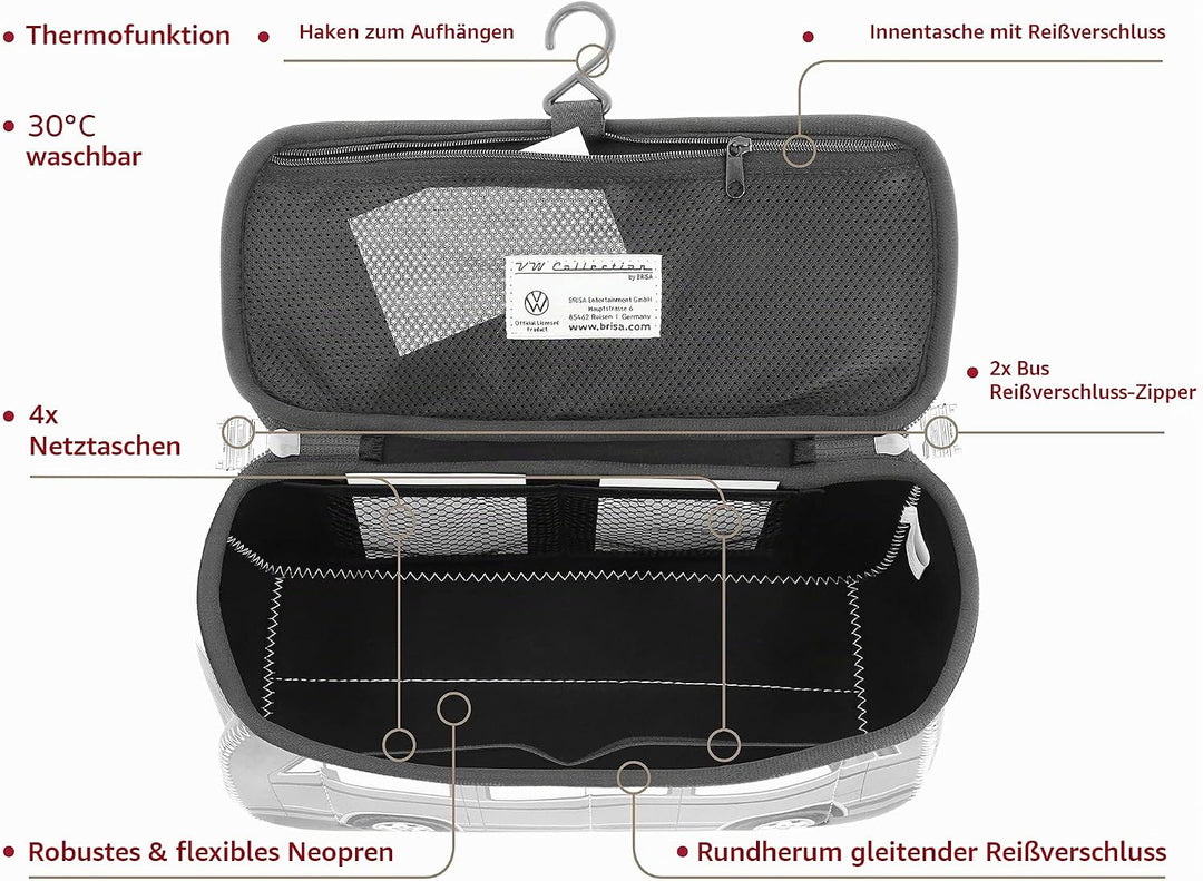 BRISA VW Collection - Volkswagen Neopren Universal-Schmink-Kosmetik-Kultur-Reise-Apotheke-Tasche-Beu