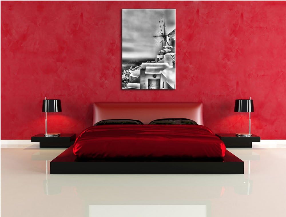 Monocrome, Stadt am Meer, Format: 100x70 auf Leinwand, XXL riesige Bilder fertig gerahmt mit Keilrah