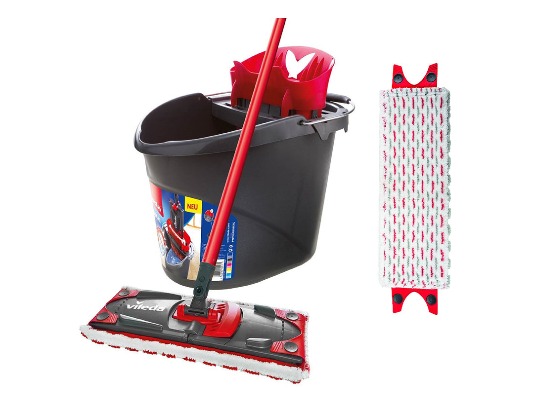 Vileda ULTRAMAX 2in1 Bodenwischer Komplett Set mit extra Bezug, Wischmopp mit Stiel, Zwei Mikrofaser
