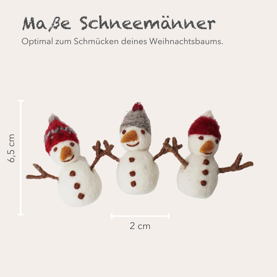 Én Gry & Sif Schneemann-Anhänger im Scandi-Stil | handgemacht aus Filz, fair-Trade | Weihnachtsdeko,