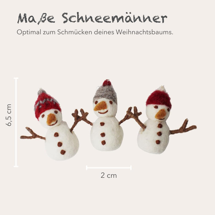 Én Gry & Sif Schneemann-Anhänger im Scandi-Stil | handgemacht aus Filz, fair-Trade | Weihnachtsdeko,