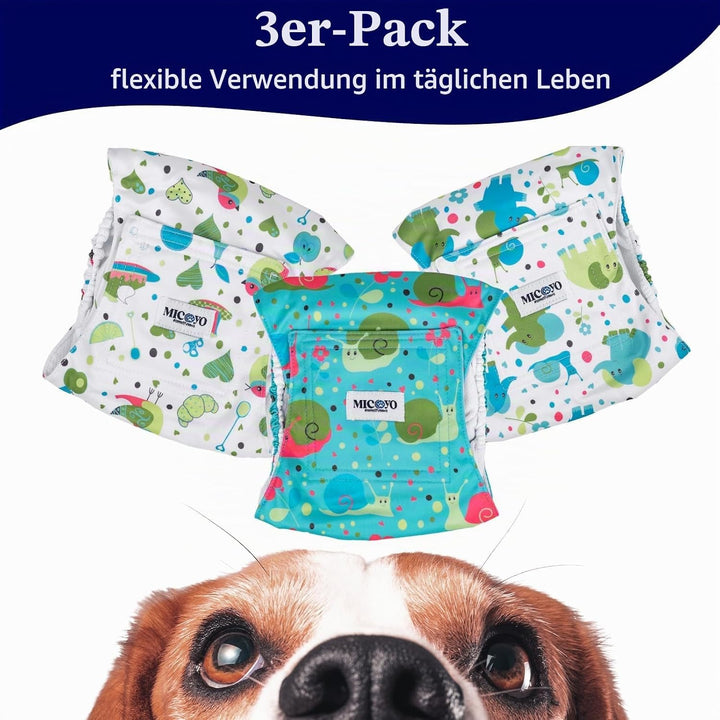 MICOOYO Wiederverwendbare Hundewindeln für Männer, 3er-Pack, waschbare Bauchbänder für Hunde, super