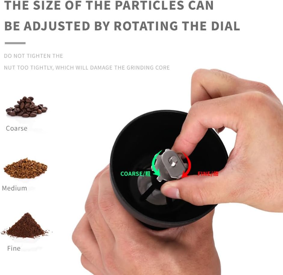 NatureMan Manuelle Kaffeemühle mit einstellbaren Einstellungen, tragbare, konische Fräsmühle für Hau