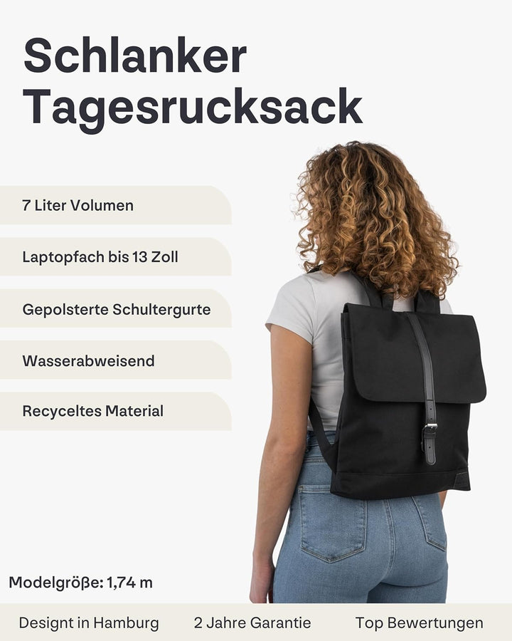 Johnny Urban Rucksack Damen - Mia - Schlanke Tasche mit Laptopfach - Aus Recyceltem PET - 7L - Wasse