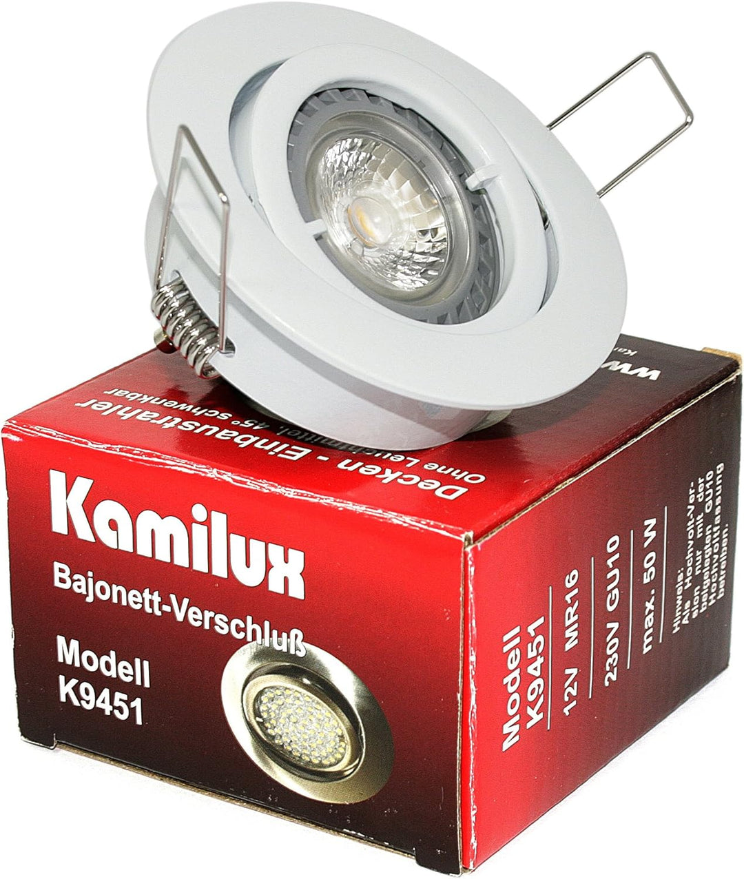 Kamilux 10er Pack Einbaustrahler/Spot Bajo in weiss, Halogen oder LED geeignet, inkl. GU10 Fassung u