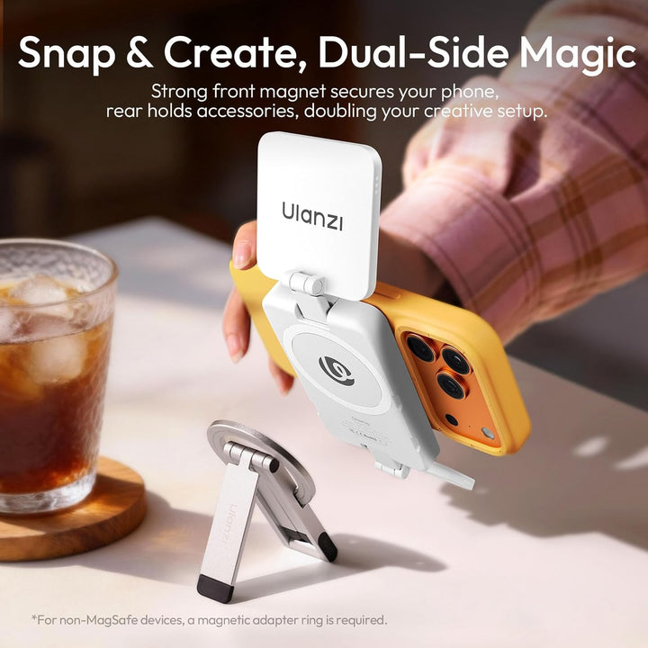 ULANZI GL01 [2026 Aktualisierte] Magnetische Selfie Licht für iPhone, Magnet LED Handy licht mit Zwe
