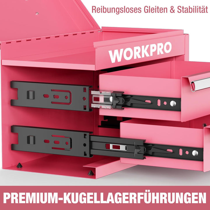 WORKPRO Metall Schubladenbox mit 2 Schubladen & Oberer Stauraum Rosa, 27,5x15x20,8cm Tisch Organizer