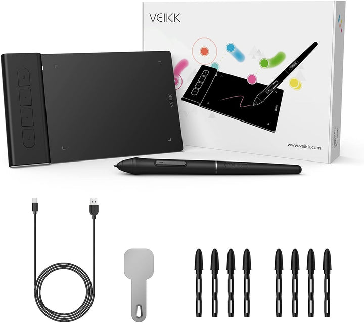 OSU Tablet VEIKK Grafiktablett VK430 4x3 Zoll,Batterielosem Stylus mit 290RPS Berichtsrate, 8192 Dru