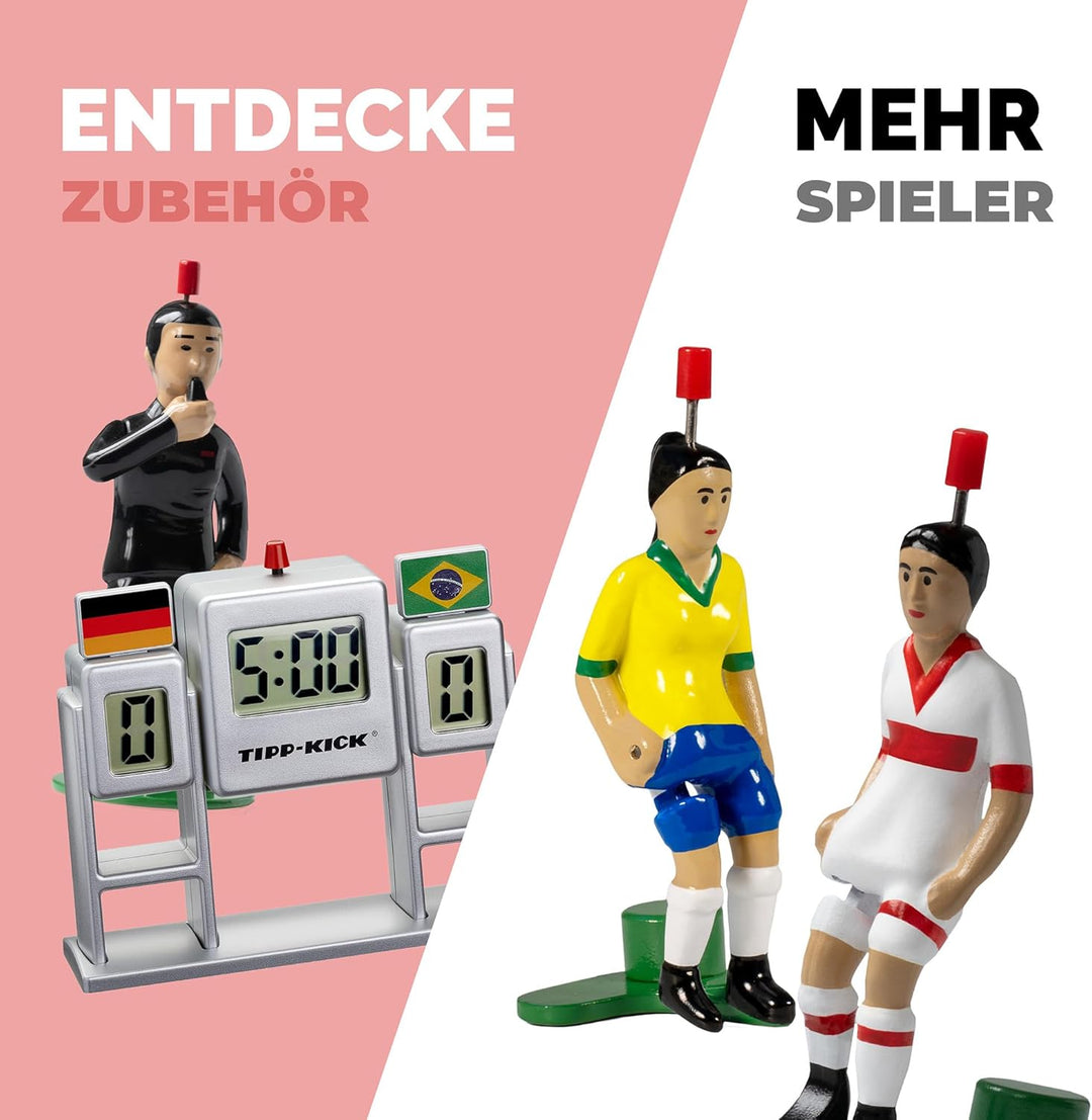 TIPP-KICK Retro 80x47 cm – Das spielfertige Set mit 2X Spieler, 2X Torwart, 2X Metall-Tor, 2X Ball I