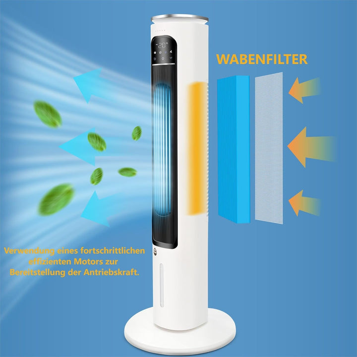 Turmventilator Kaltluftventilator Säulenventilator Ventilatorkombigerät mit Fernbedienung 12H Timer