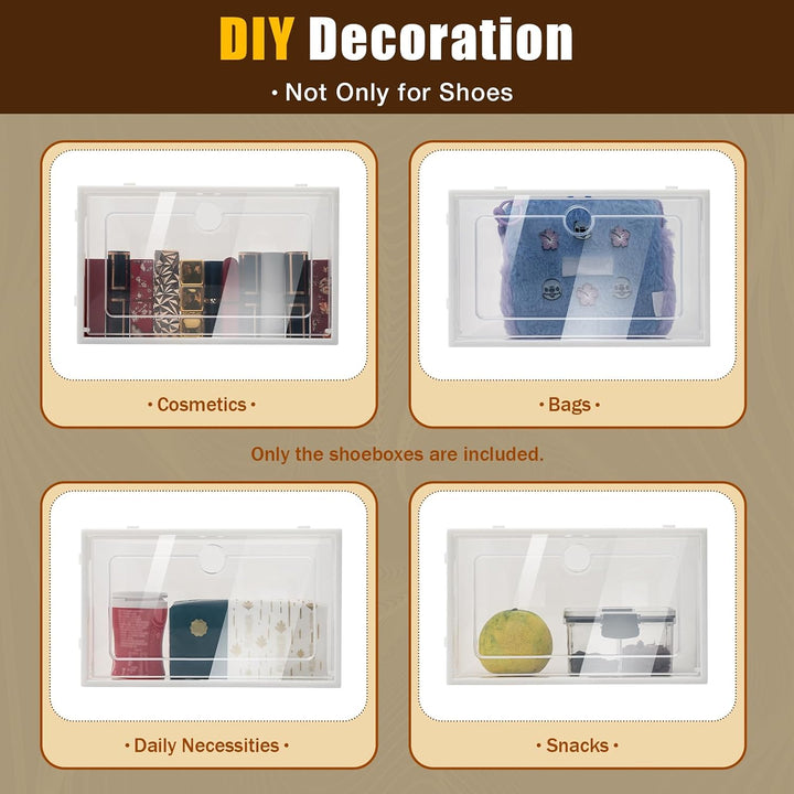 24Pcs Schuhboxen Stapelbar Transparent, Schuhbox platzsparend Aufbewahrungsbox, Schuhkarton für Aufb