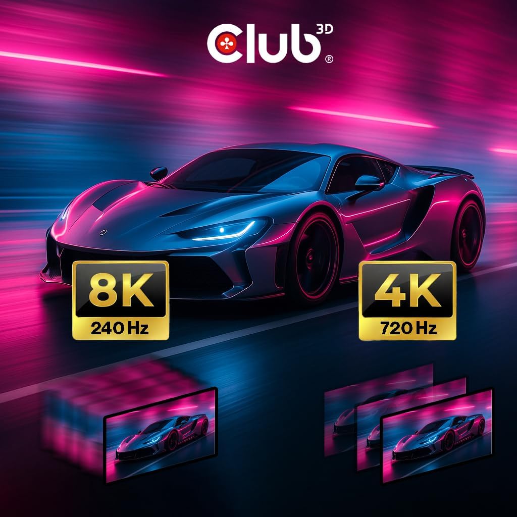 Club3D CAC-1559 USB Typ-C auf DisplayPort DP80 bidirektionales VESA zertifiziertes Kabel 1m Schwarz