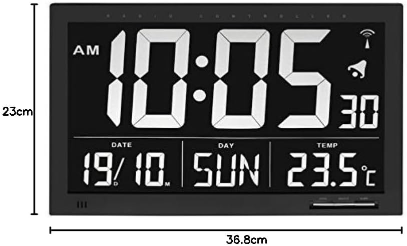 TFA Dostmann 60.4505 Digitale Wanduhr Vesuv (schwarz mit Batterien), Schwarz mit Batterien