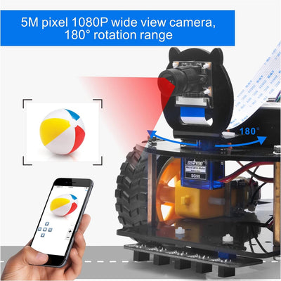 OSOYOO Pie Robot Car, Roboter Bausatz für Raspberry Pi 3B 3A+ 3B+ 4 programmierbar: Mint Kit für Mit