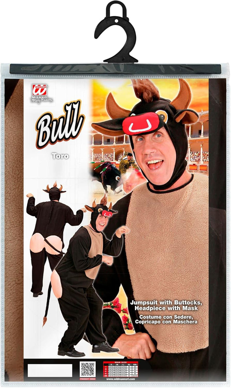 "BULL" (jumpsuit with buttocks, headpiece with mask) - (M), M