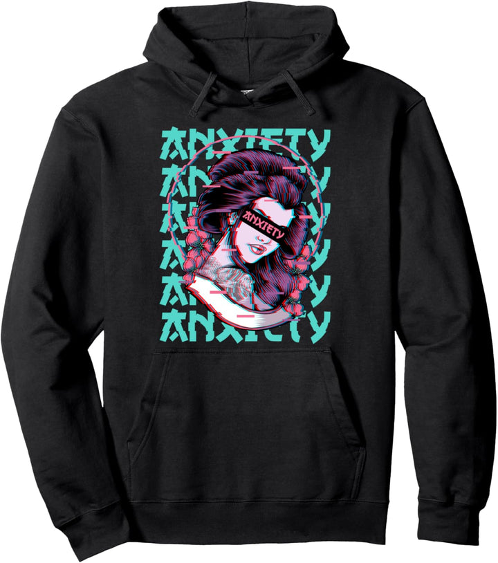 Geisha Anxiety Soft Grunge Vaporwave Aesthetic Glitch Pullover Hoodie