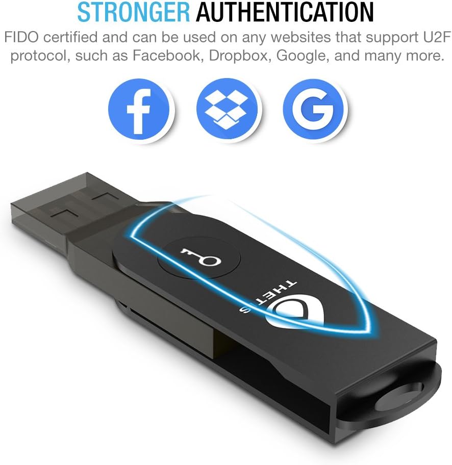 FIDO2 U2F Sicherheitsschlüssel, Thetis [Aluminium Klappdesign] Universal Zwei-Faktor-Authentifizieru
