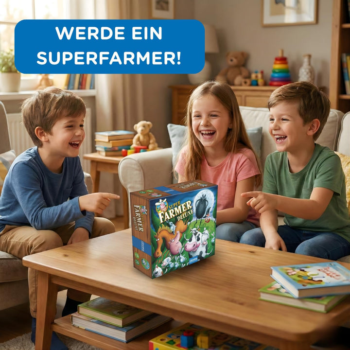 Granna – Superfarmer Deluxe – Familienspiel & Wirtschaftsspiel, Deluxe-Version mit Tierfiguren, Für