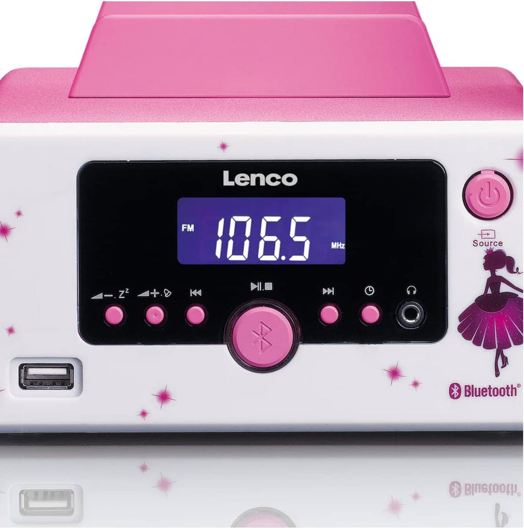 Lenco Stereoanlage MC-020 Kompaktanlage mit Bluetooth, USB und UKW-Radio (Weckfunktion, USB-Lader, A