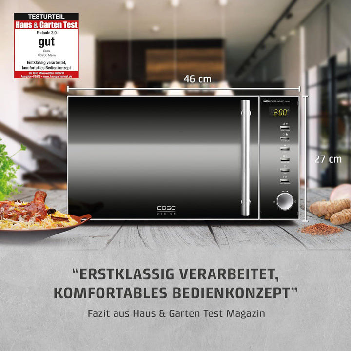 CASO | MG20 Ceramic menu 2-in-1 Mikrowelle mit Grill | Keramikboden und Grill-Rost für 2 Ebenen, 900