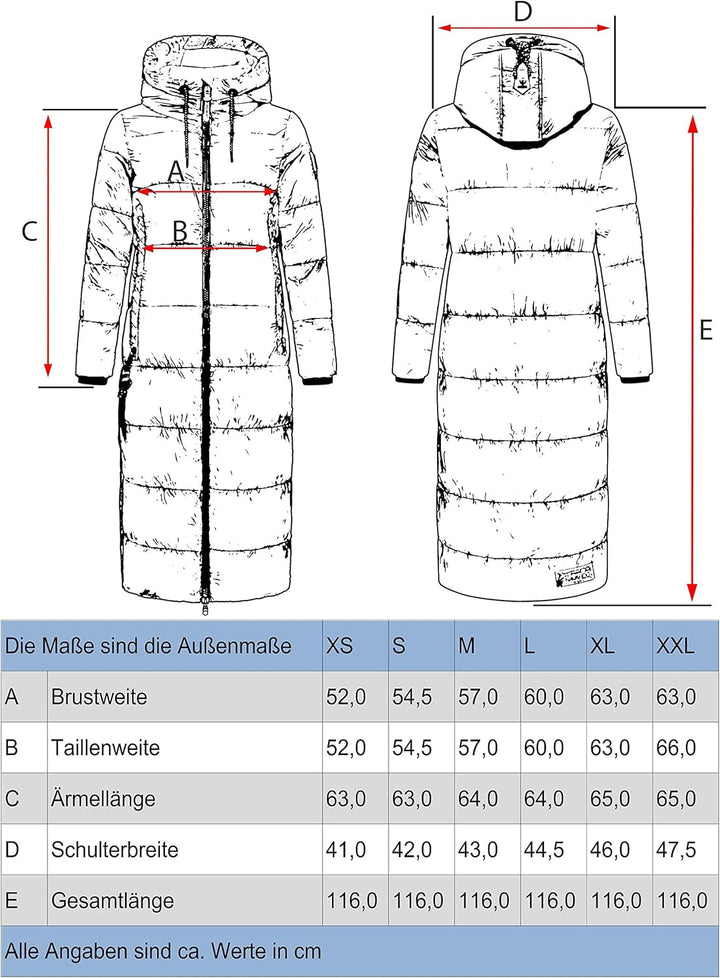 Navahoo Damen Warmer Winter Steppmantel mit Kapuze Schmuseengel XS-XXL S Dark Olive, S Dark Olive