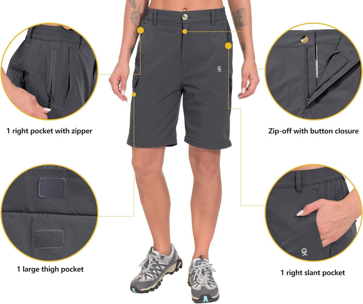 Little Donkey Andy Wanderhose Damen Zip Off Stretch Cabrio Softshellhose Schnell Trocknende mit Reis