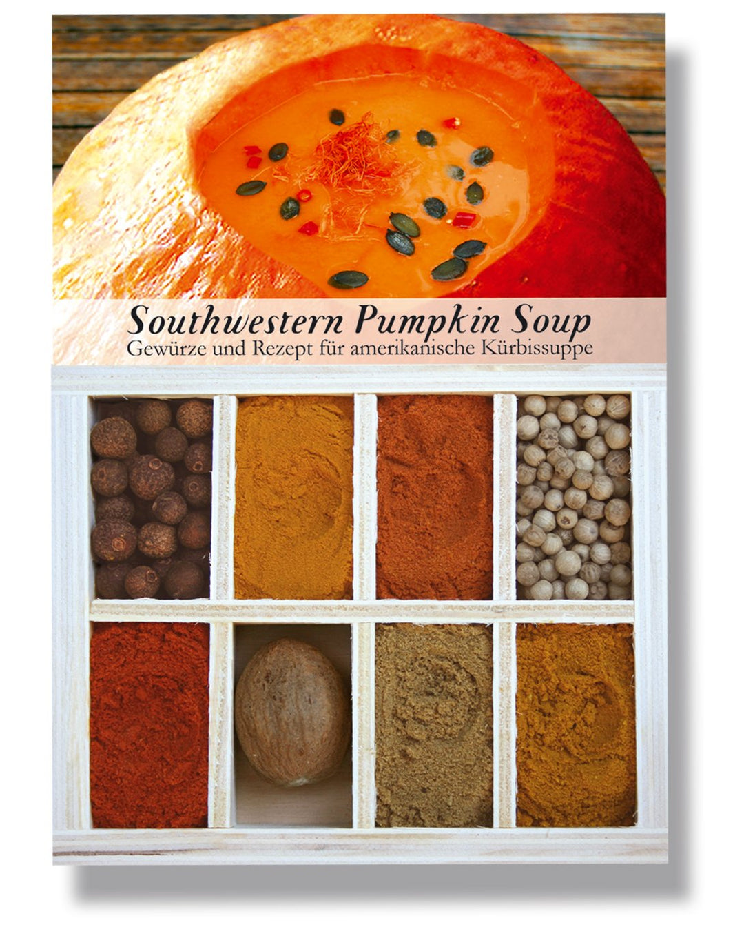 Southwestern Pumpkin Soup – 8 Gewürze Set für den Amerikanische Kürbissuppe (54g) – in einem schönen