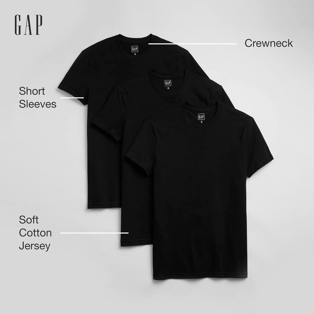 GAP Herren V-3 Pk Crew 3er-Pack T-Shirt mit Rundhalsausschnitt M True Black, M True Black