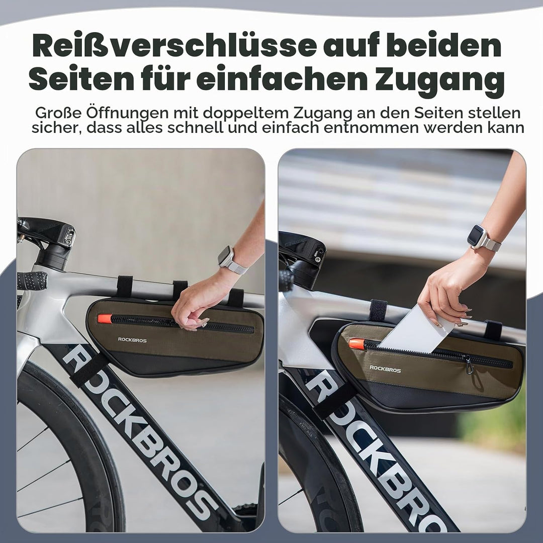 ROCKBROS Fahrradrahmentasche Dreiecktasche 1,7L, Fahrrad Oberrohrtasche Reflektierend für Mountainbi