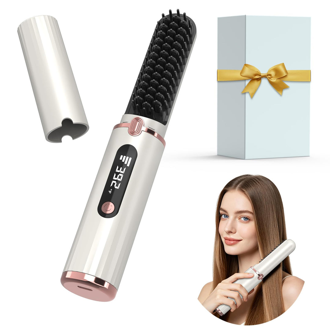 KARFUN Stylingbürste für kurze, 4 Temperaturstufen, Schnellaufheizung | Tragbarer kabellos Haarglätt