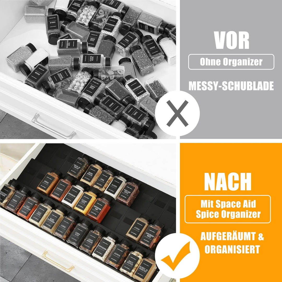 Famhap Gewürz Organizer Schublade, 36 Stück Patchworkable Gewürzregal Schublade, Küchen Organizer sc