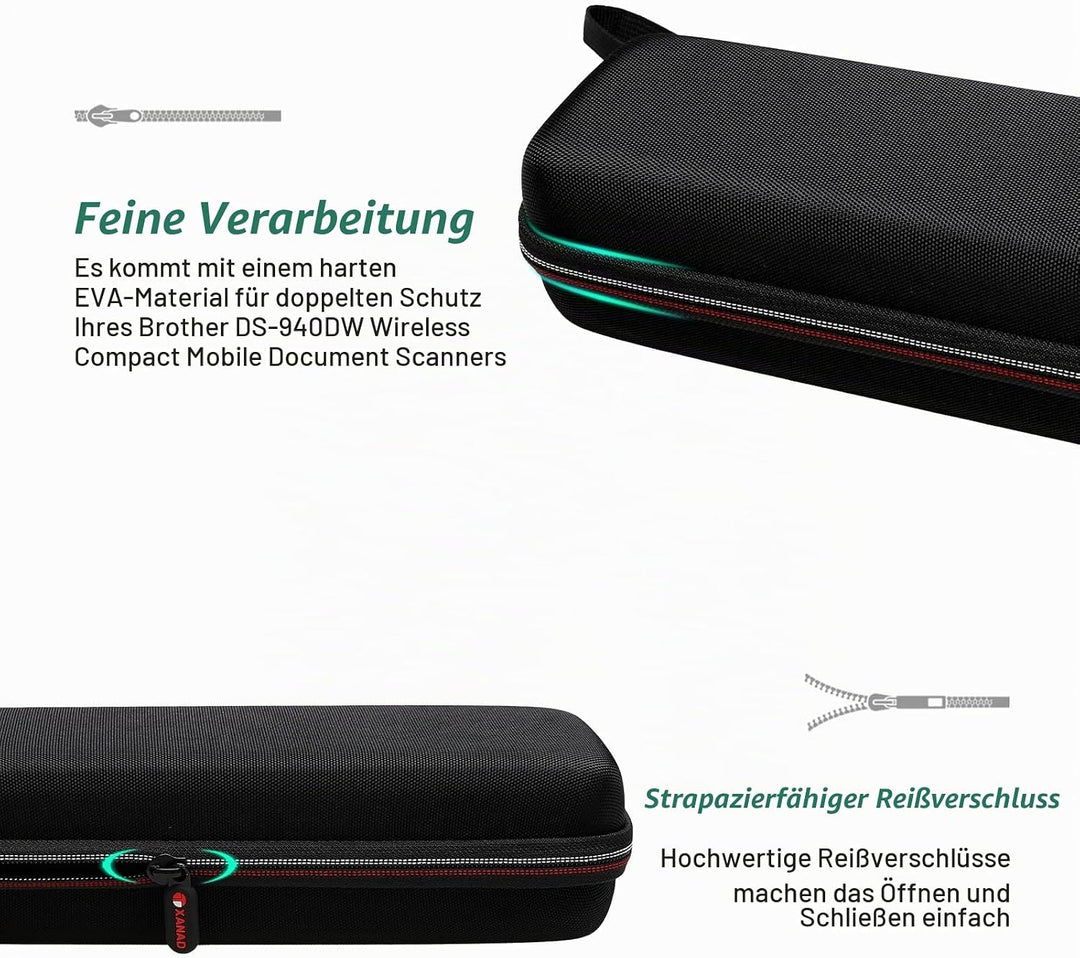XANAD Tasche für Dokumentenscanner, kompatibel für Brother DS-640 / DS-740 / DS-940 Mobiler Scanner