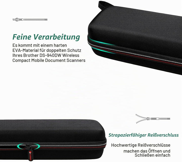 XANAD Tasche für Dokumentenscanner, kompatibel für Brother DS-640 / DS-740 / DS-940 Mobiler Scanner