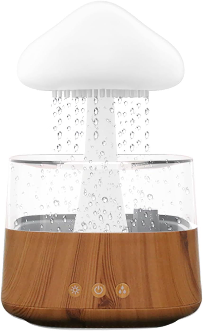Luftbefeuchter 450 ml, Luftbefeuchter in Regenwolkenform mit 3 Regen-/Nebelmodi und 7 Nachtlichtern,