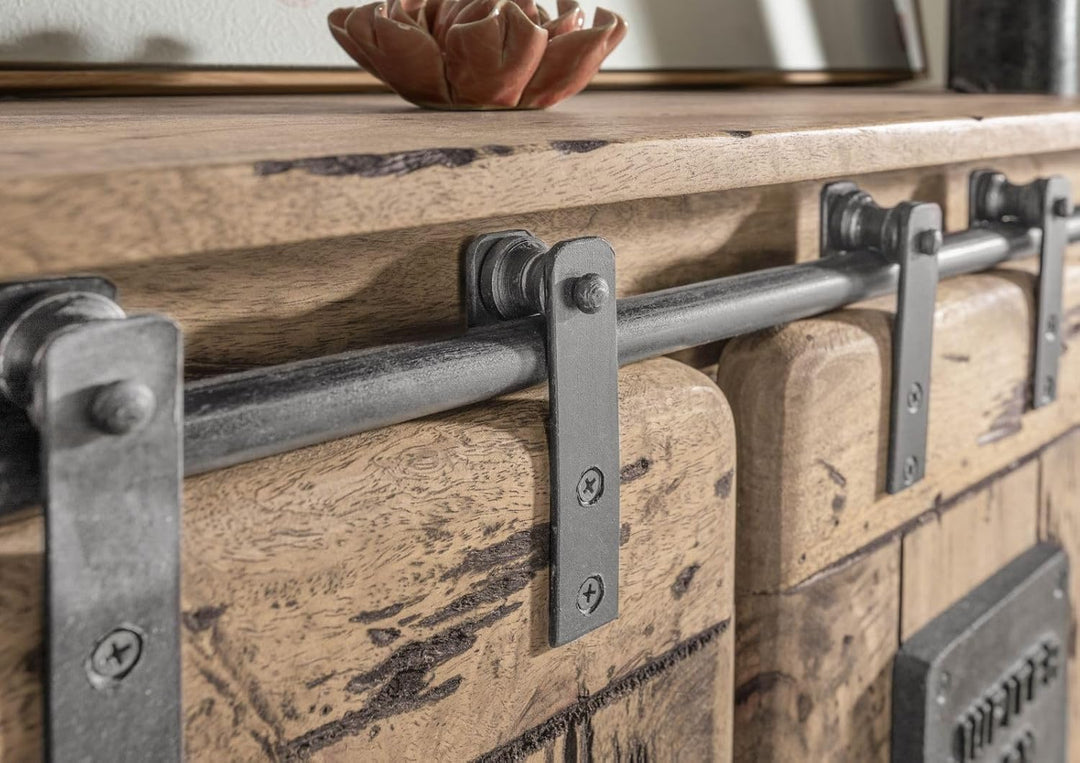 MASSIVMOEBEL24.DE Railway Wandgarderobe 90x30x75 Mango, Farbe:beige lackiert, Grösse:90x30x75 cm (Bx