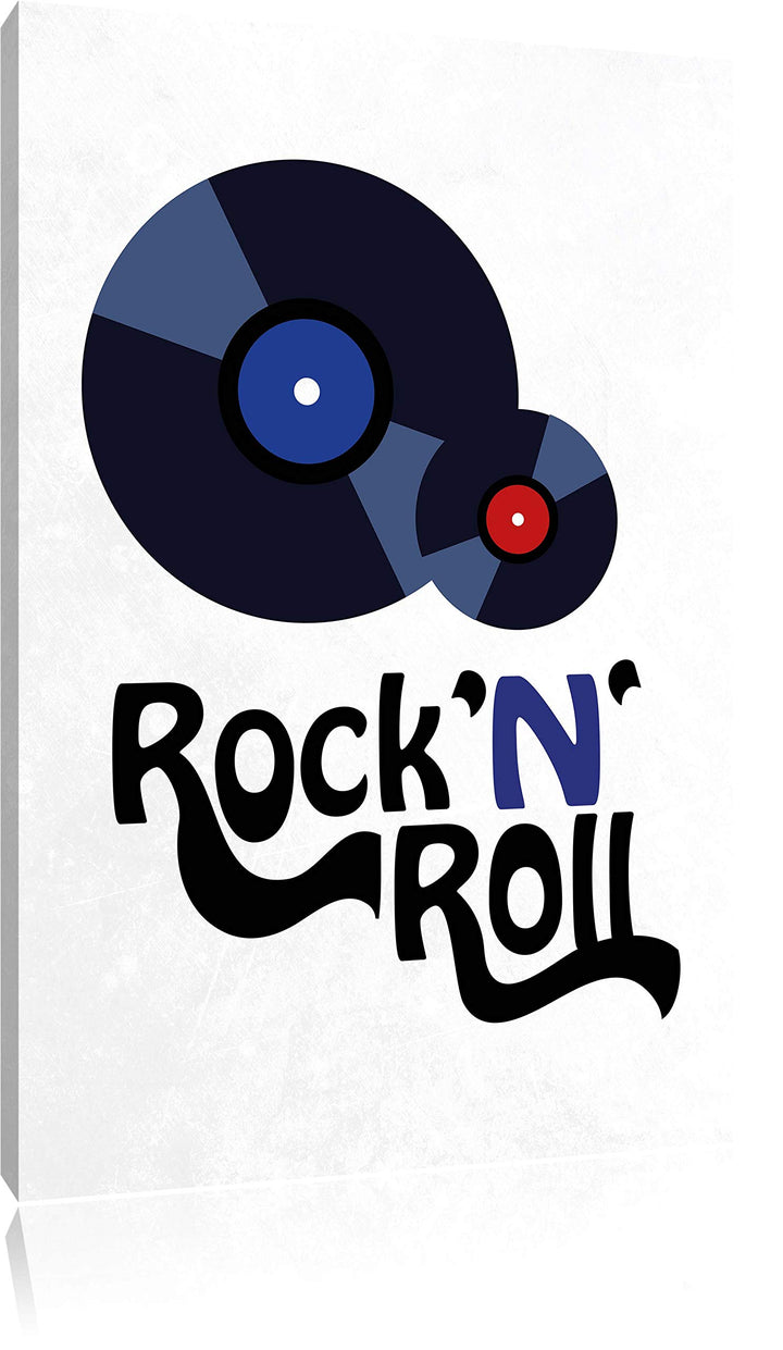 Pixxprint Rock 'n' Roll Schallplatten als Leinwandbild/Grösse: 100x70 cm/Wandbild/Kunstdruck/fertig