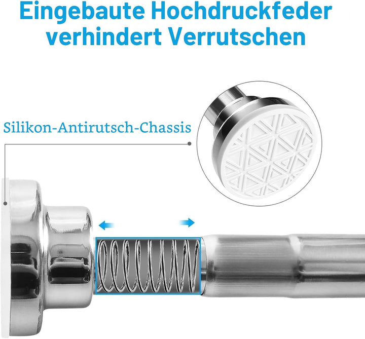 Kongming Gardinenstange ohne bohren 48-133cm, Teleskopstange Vorhang, Duschvorhangstange Schwarz Ede