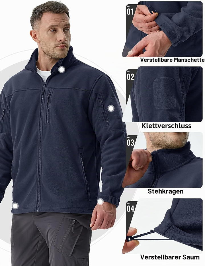 TACVASEN Herren Militär Outdoor Fleecejacke Warme Taktische Jacke Fleece Jacket XL Schwarzblau, XL S