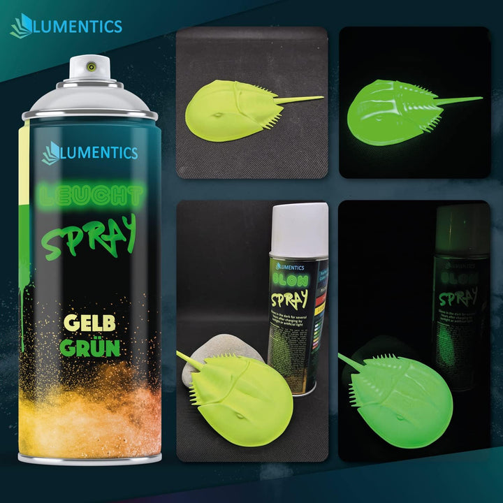 LUMENTICS Leuchtspray Gelb-Grün - Sprayfarbe mit Nachleuchteffekt - Leuchtet im Dunkeln - Made in Ge