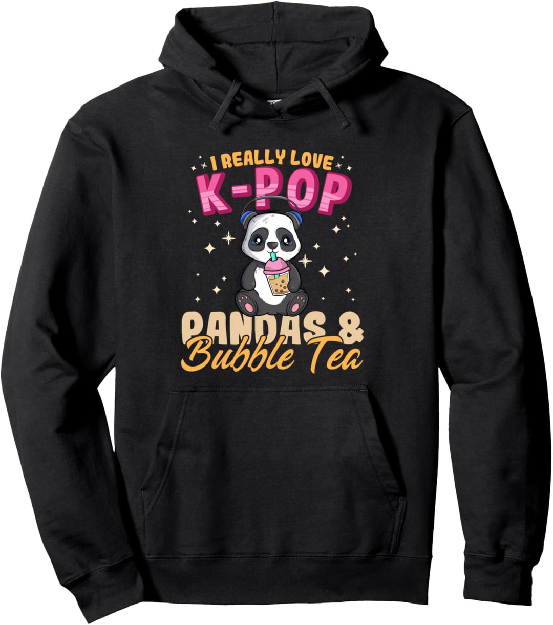Koreanische Milch Anime Ich liebe K-Pop Music Bubble Tea Panda wirklich Pullover Hoodie