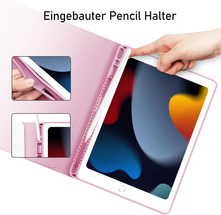 Hofsos Hülle mit Tastatur für iPad 10.2 Zoll 9 Generation 2021 - QWERTZ Layout Keyboard, Magnetische