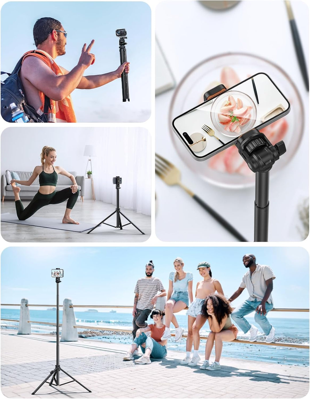 Handy-Stativ & Selfie Stick 180cm, YUMAZLA Verstärkte Stativ für Smartphone, Handystativhalter mit F